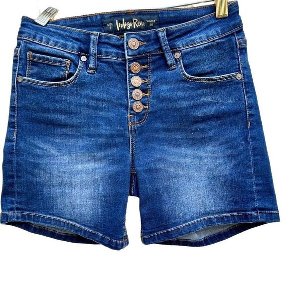 Indigo Rein Women's Juniors Size 3 (25/XS) High Rise Button Denim Shorts - Picture 4 of 9